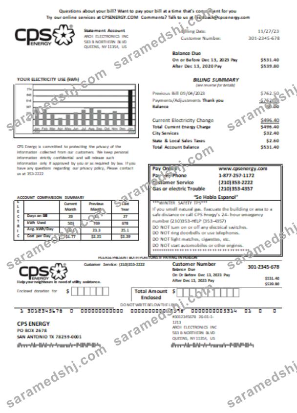 CPS Energy  utility business bill, SCR